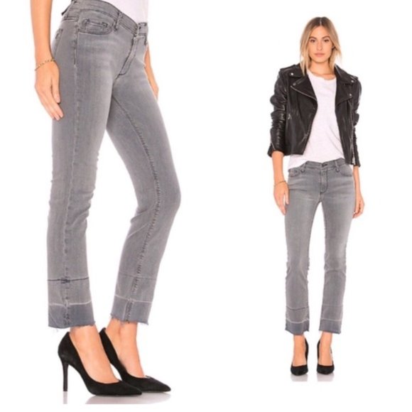 REVOLVE Black Orchid Bardot Straight Frayed Hem Jeans in Ghost Town Gray Size 25 - Picture 1 of 10